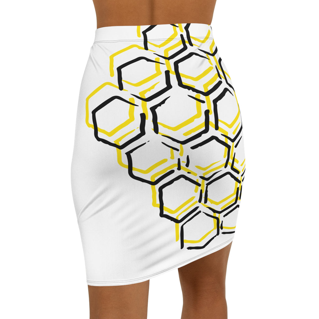 HIVE™ Pencil Skirt — Floral Drip Graphic Mid-Waist Skirt