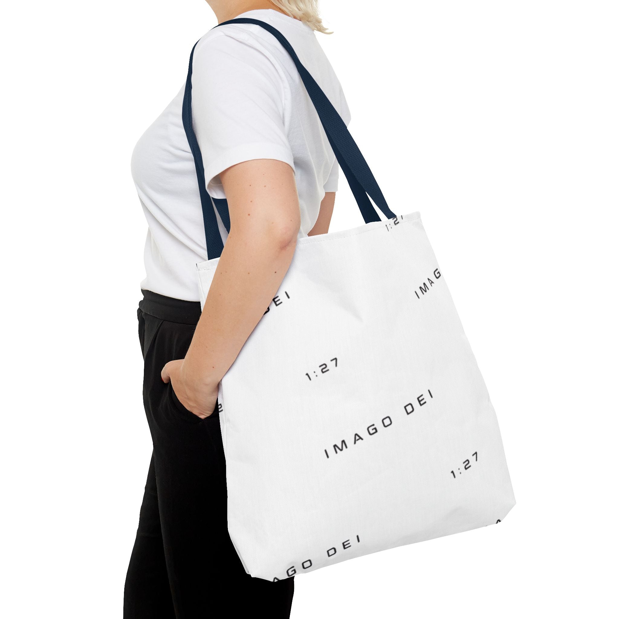 Imago Dei Accesories White Tote Bag — Minimalist Faith-Inspired Canvas Carryall