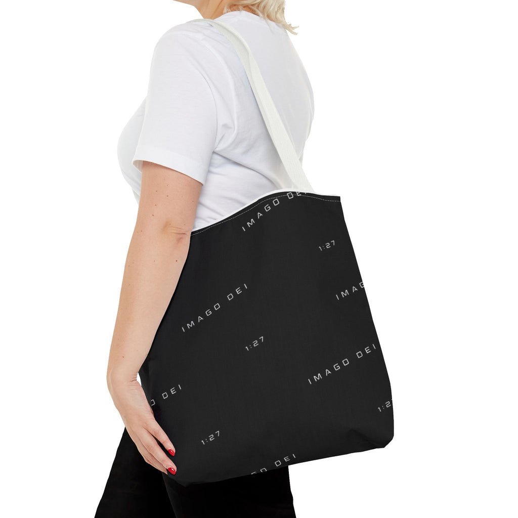 IMAGO DEI Black Tote Bag -Minimalist Faith-Inspired Canvas Carryall (Freedom Collection)