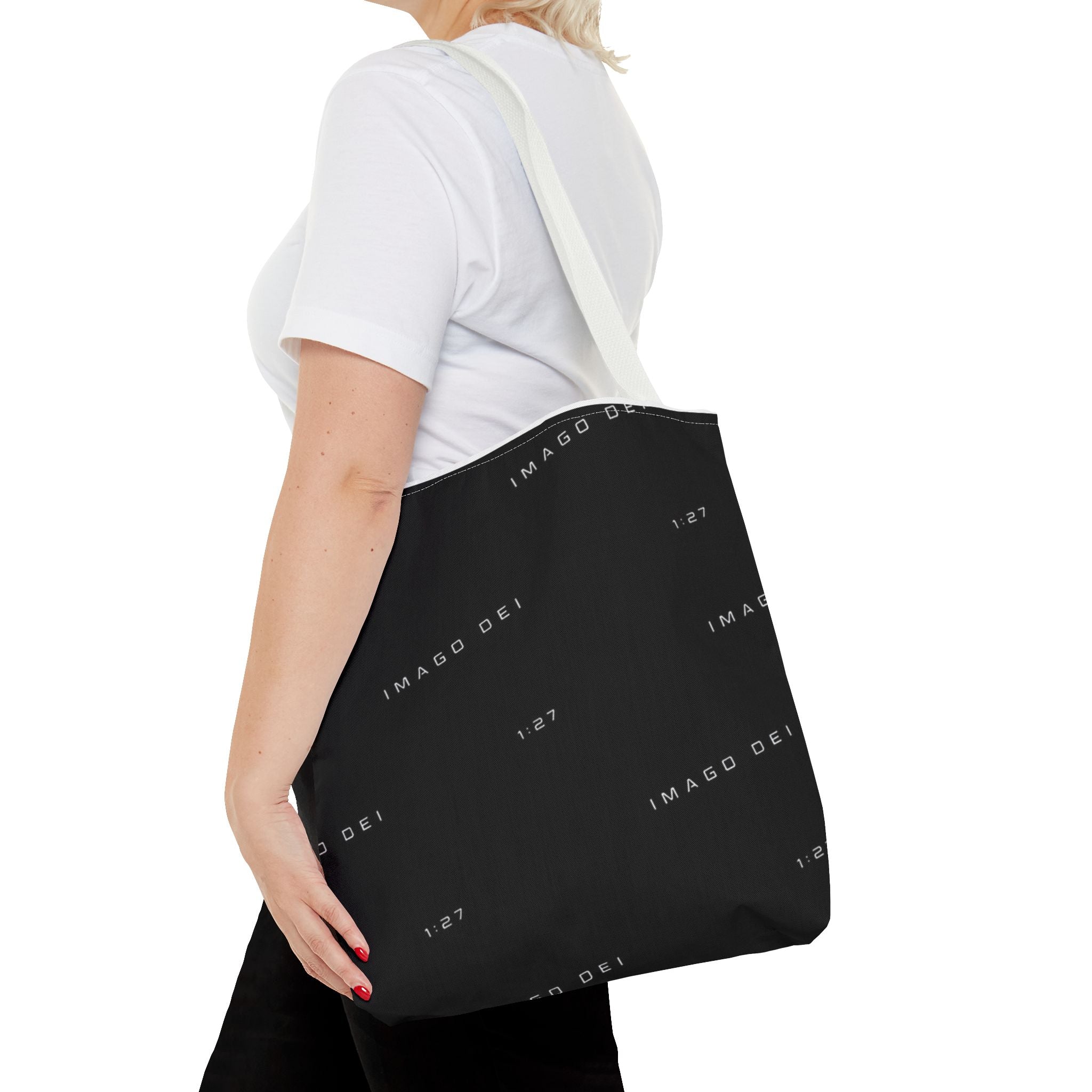 IMAGO DEI Black Tote Bag -Minimalist Faith-Inspired Canvas Carryall (Freedom Collection)