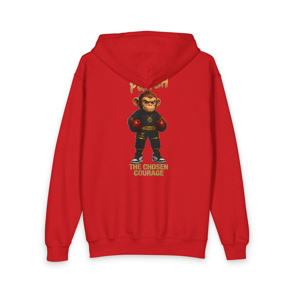 Youth Zip Hoodie — 'Punch Monkey' Boxing Graphic Kids Zip-Up