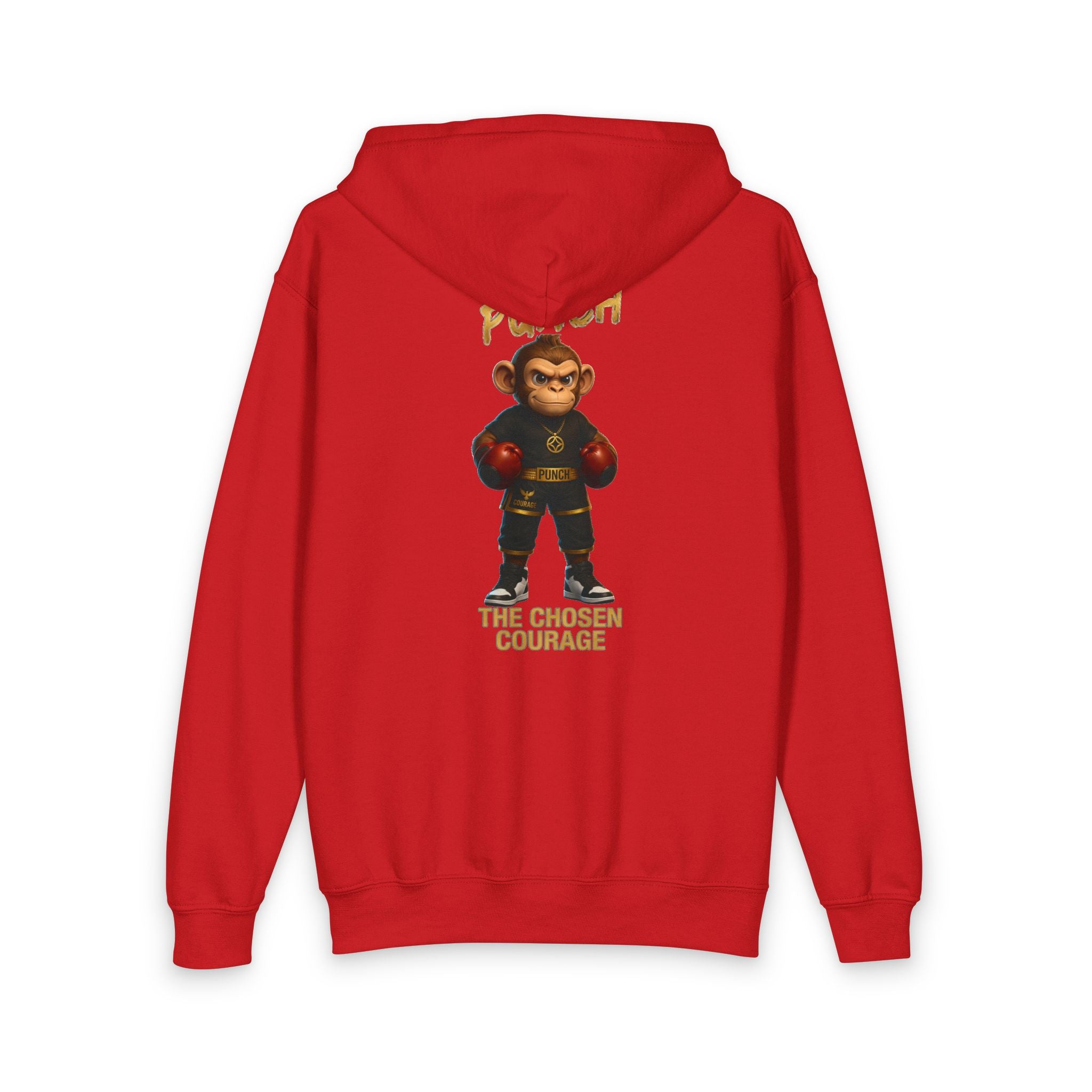 Youth Zip Hoodie — 'Punch Monkey' Boxing Graphic Kids Zip-Up