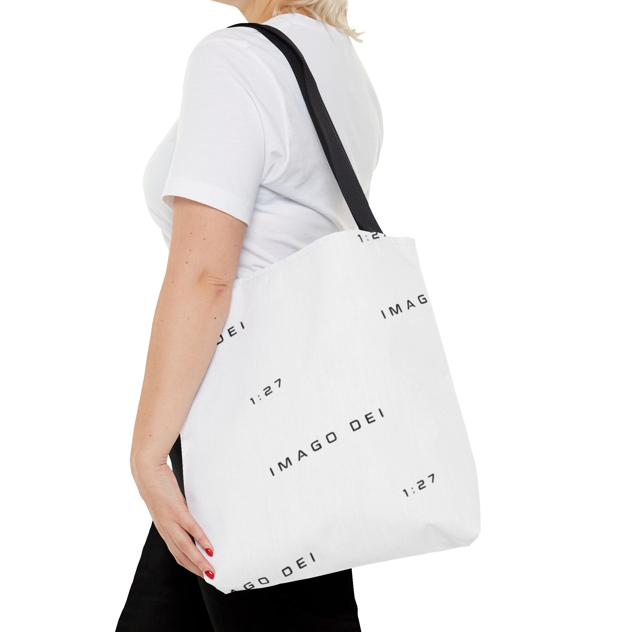 Imago Dei Accesories White Tote Bag — Minimalist Faith-Inspired Canvas Carryall