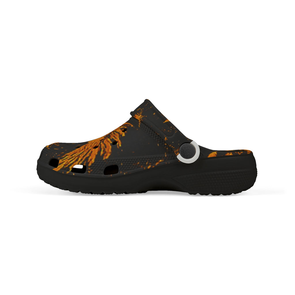 Kids Black & Orange Phoenix Flame 'We Rise' EVA Clogs