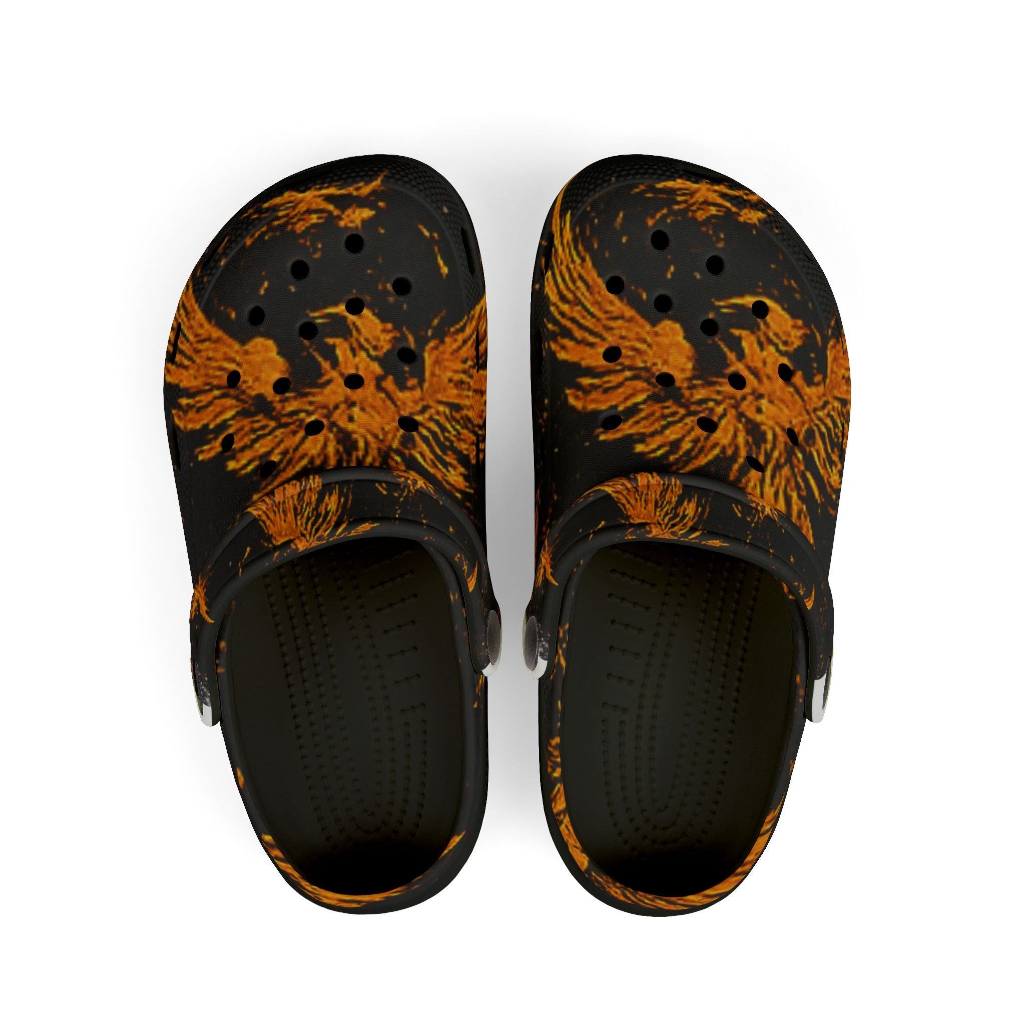 Kids Black & Orange Phoenix Flame 'We Rise' EVA Clogs