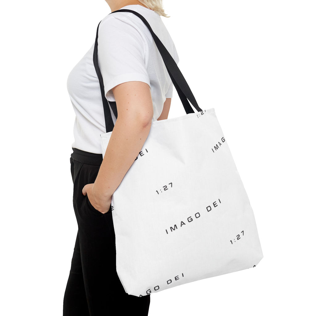 Imago Dei Accesories White Tote Bag — Minimalist Faith-Inspired Canvas Carryall