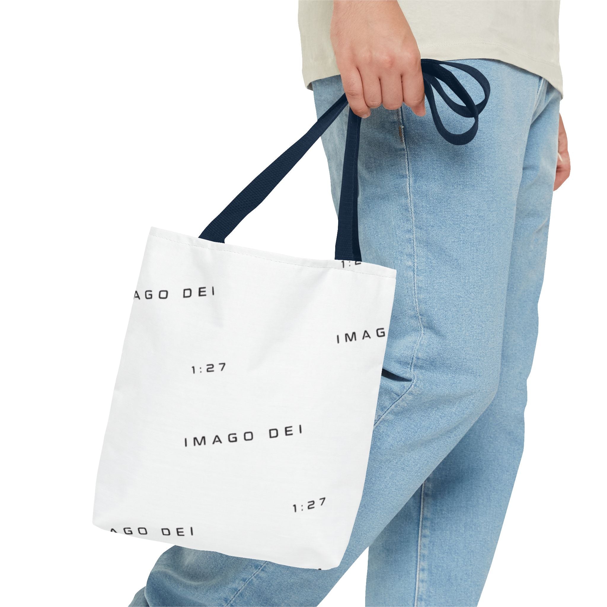 Imago Dei Accesories White Tote Bag — Minimalist Faith-Inspired Canvas Carryall