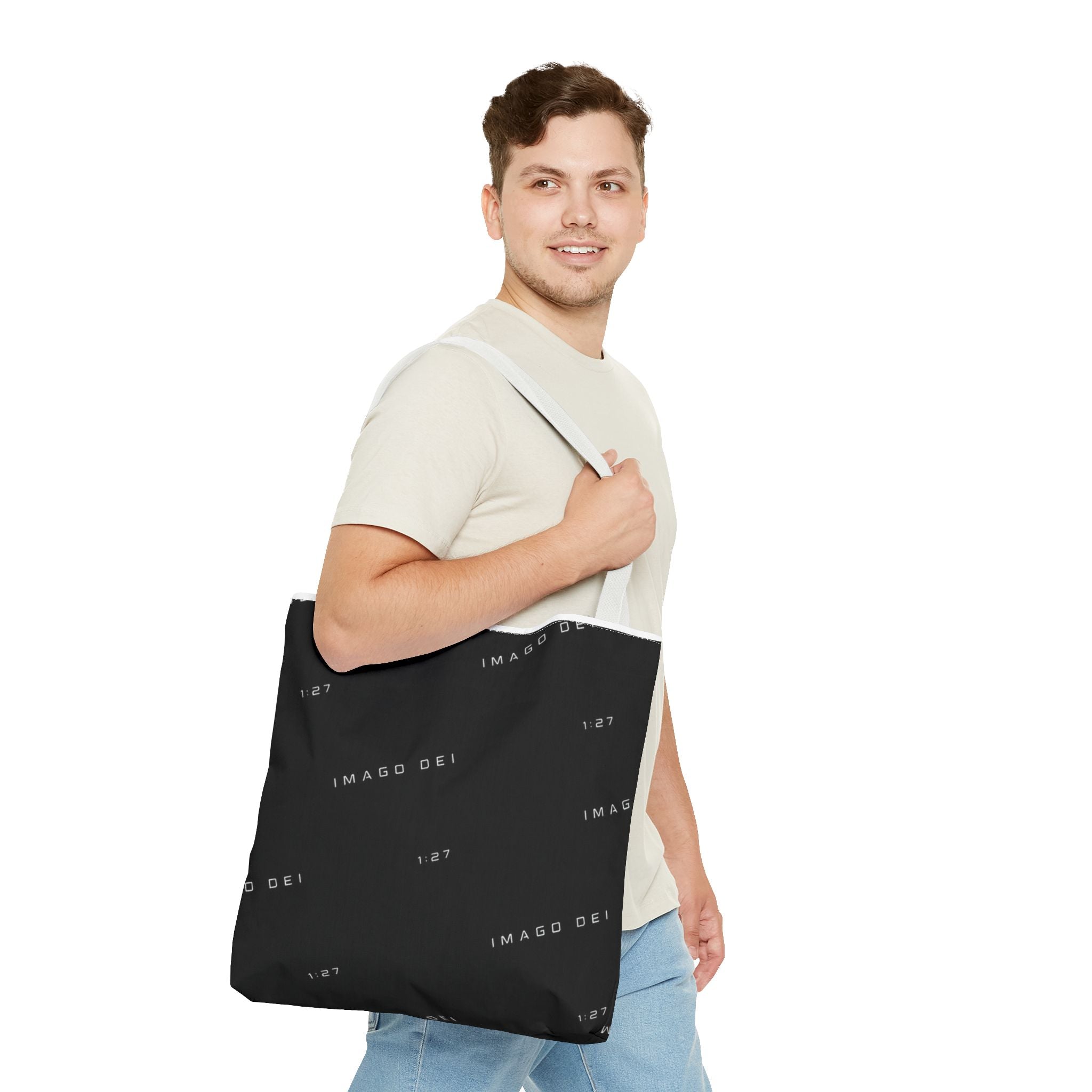 IMAGO DEI Black Tote Bag -Minimalist Faith-Inspired Canvas Carryall (Freedom Collection)