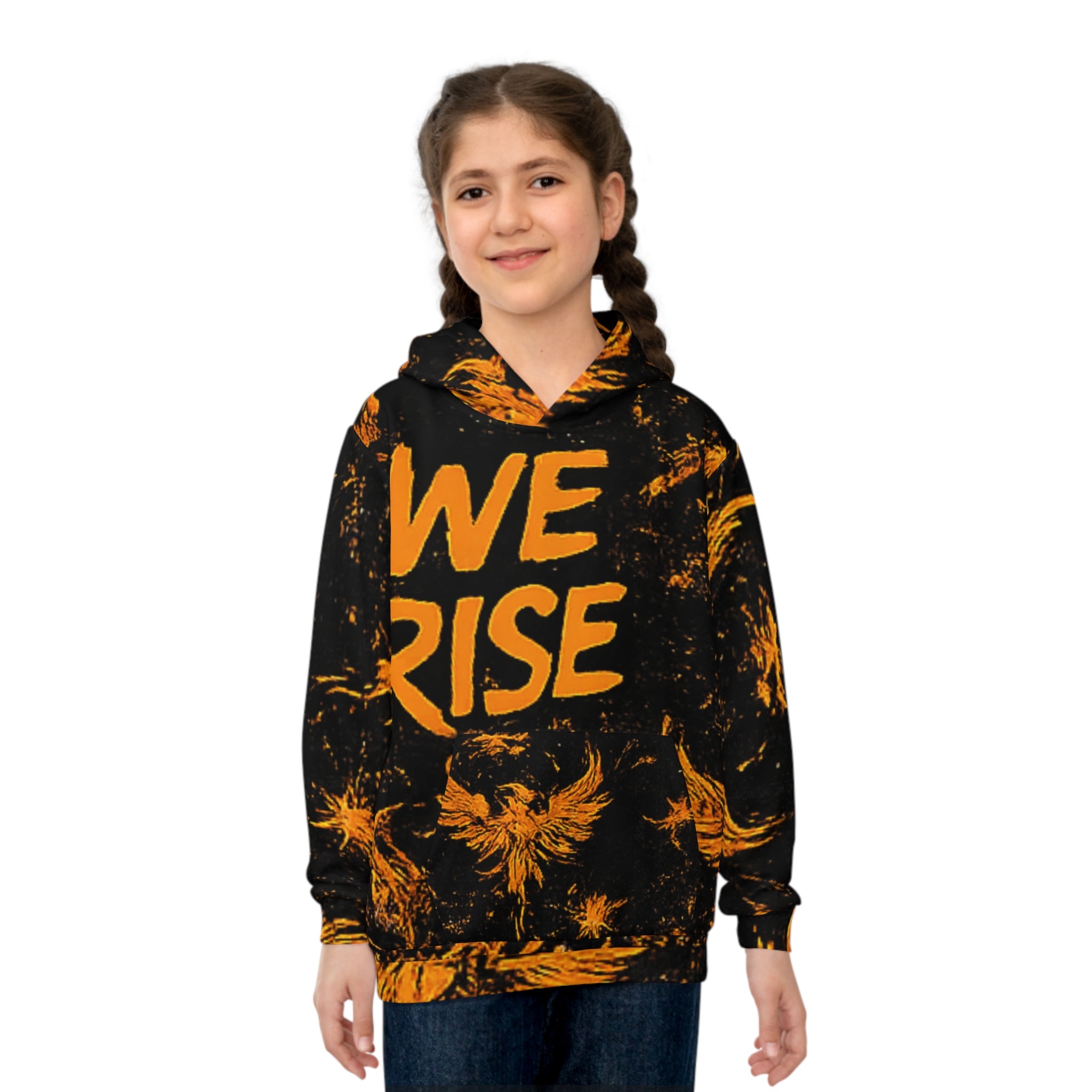 'We Rise' Phoenix Graphic - All-Over Print Kids Sweatshirt