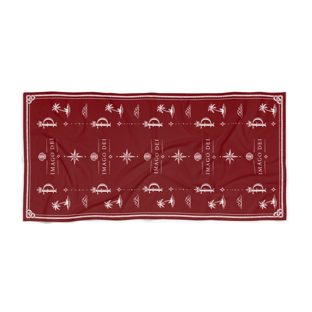 Maroon Imago Dei Bandana Beach Towel — Palm & Sail Pattern