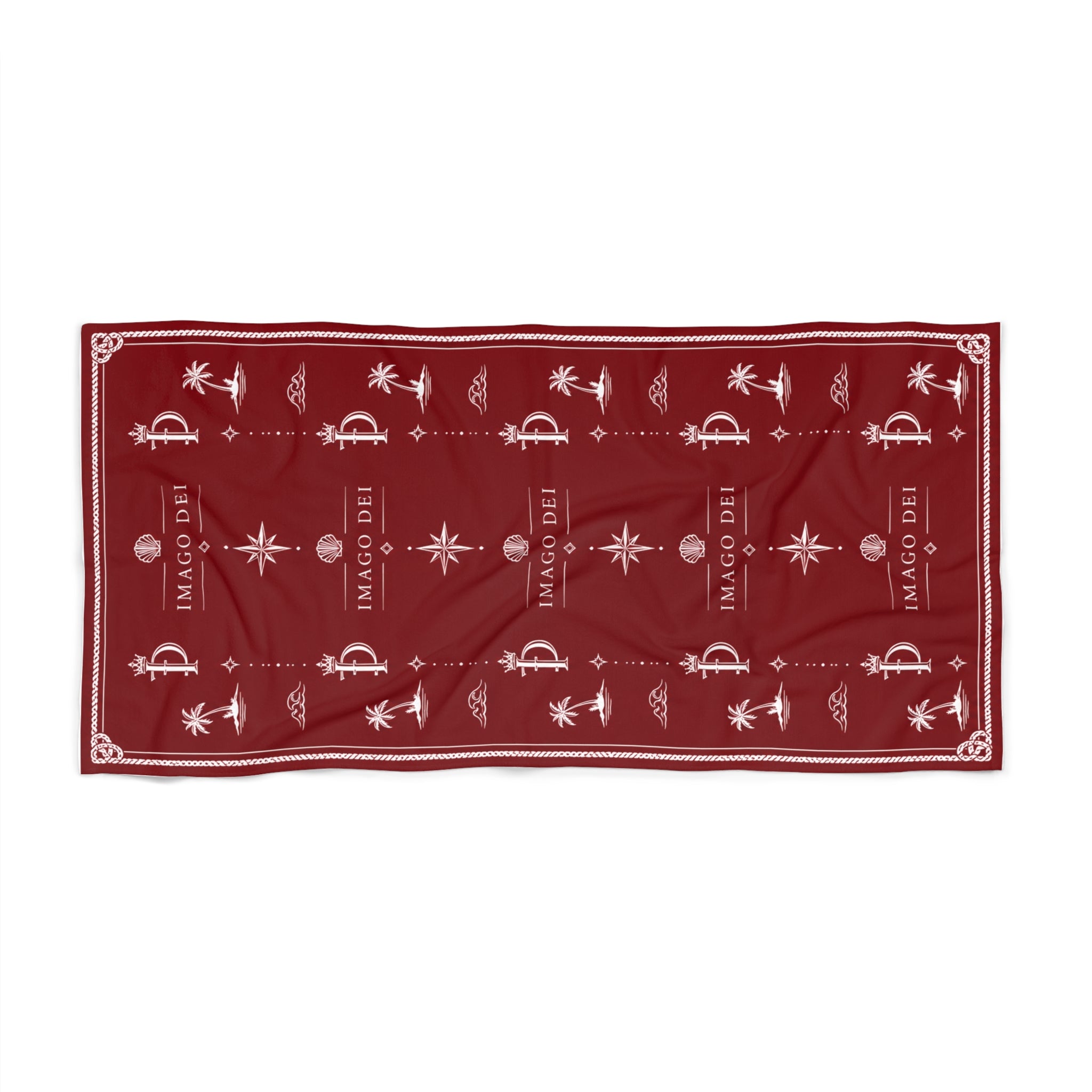 Maroon Imago Dei Bandana Beach Towel — Palm & Sail Pattern