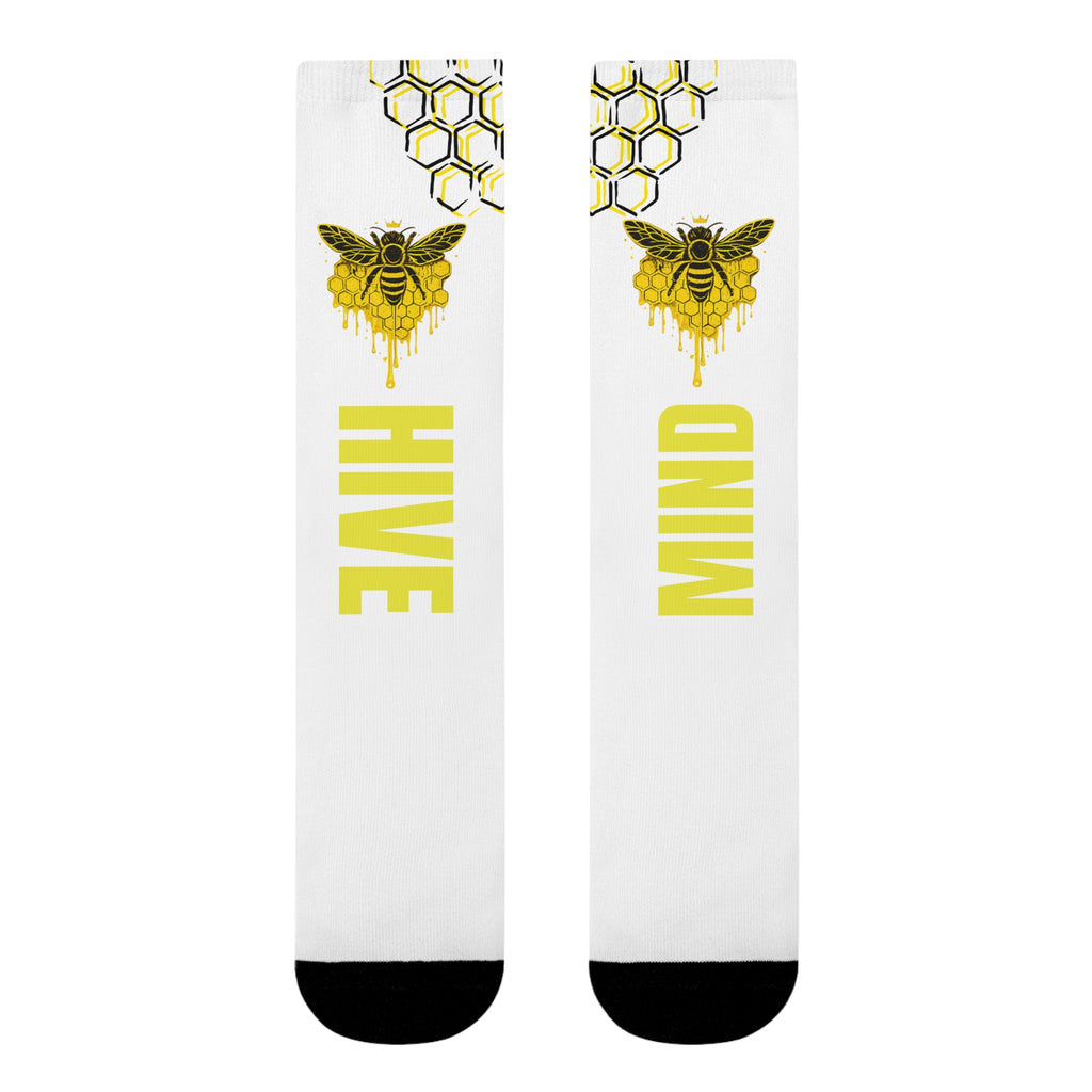 Genesis Code "Hive Mind" Sublimation Crew Socks — Bee & Honeycomb Graphic