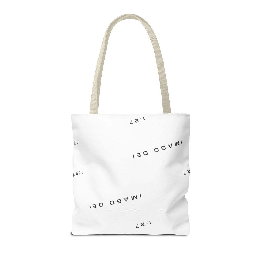 Imago Dei Accesories White Tote Bag — Minimalist Faith-Inspired Canvas Carryall