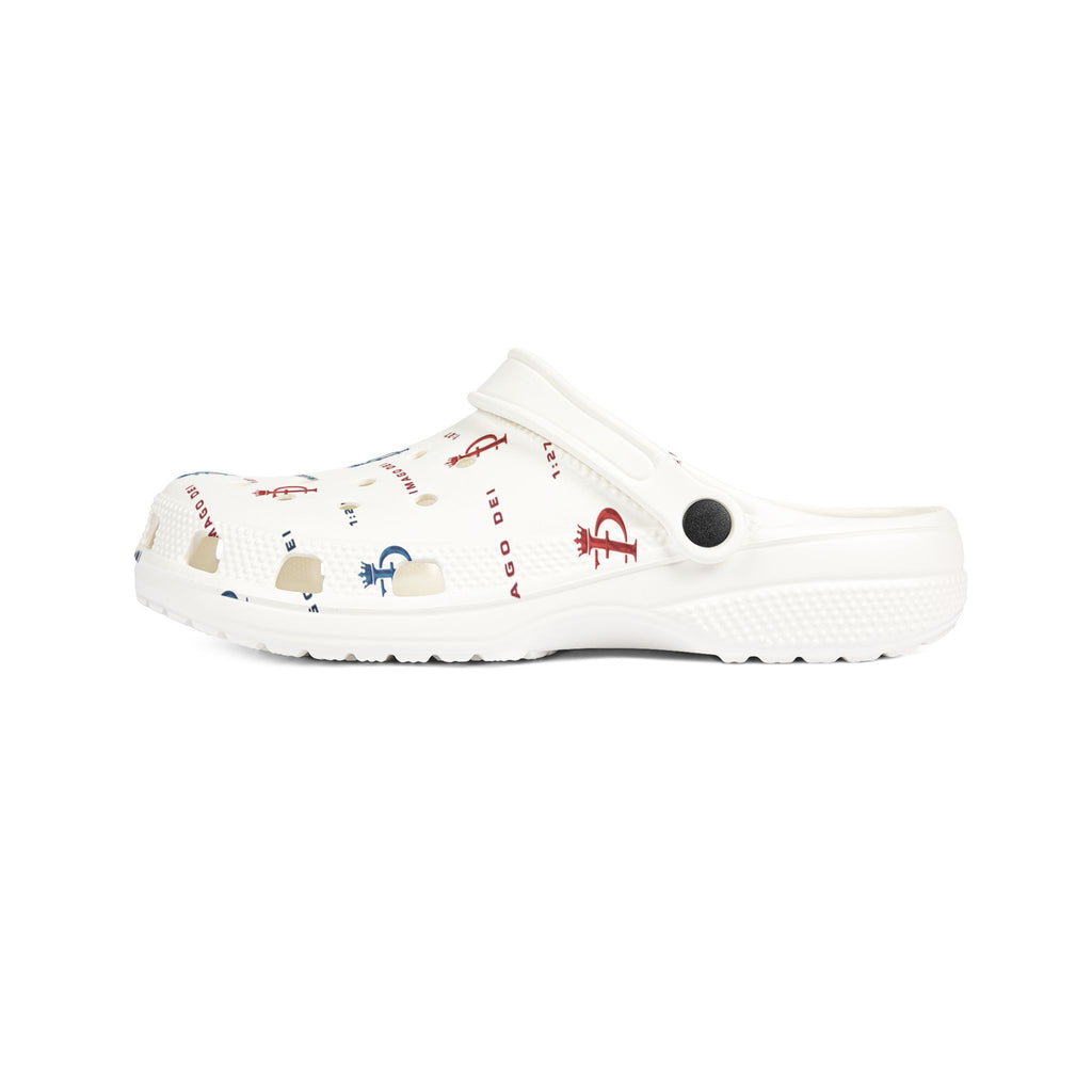 White Imago Dei Foam Clogs