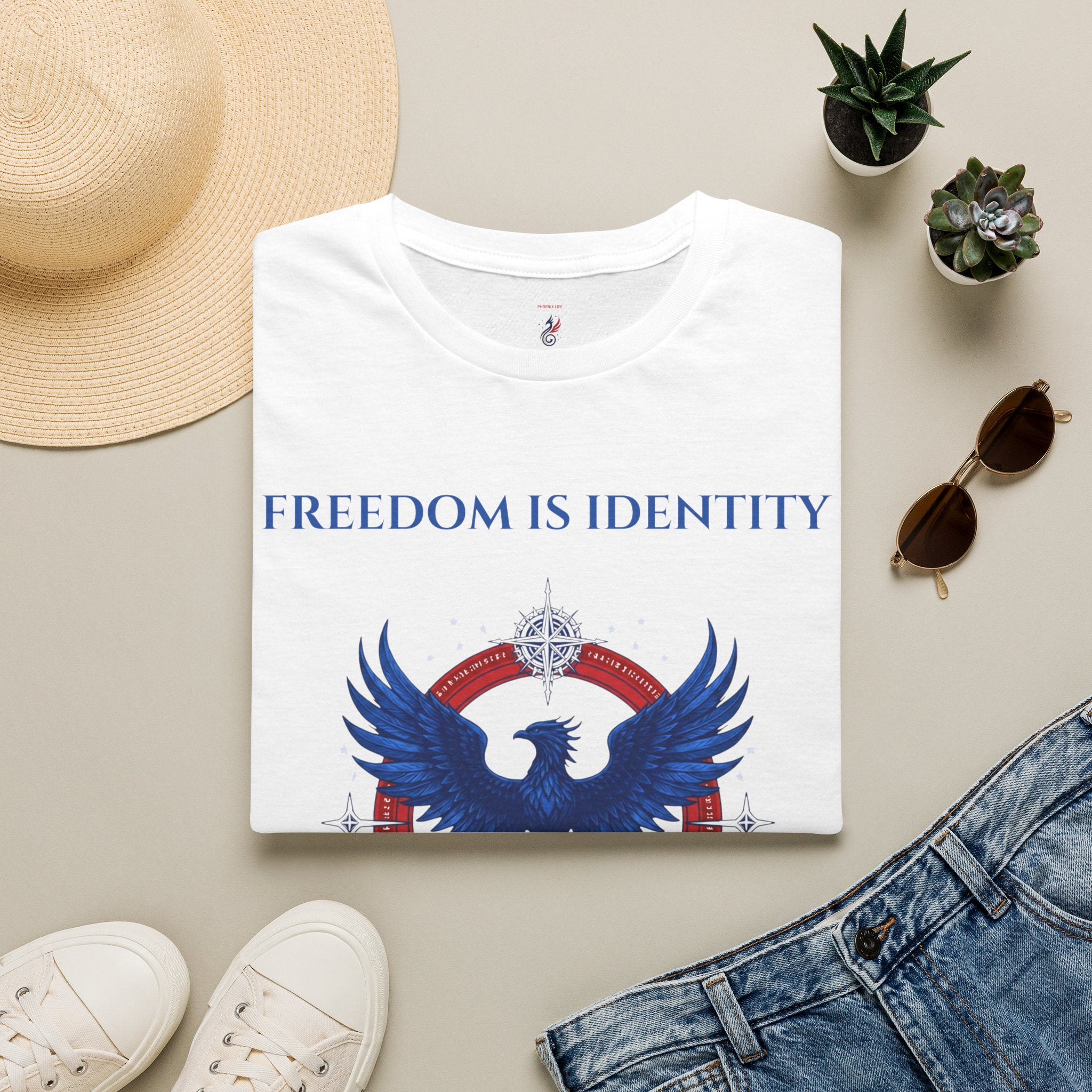 Freedom Is Identity Phoenix Life T-Shirt — Lightweight Phoenix Compass Tee