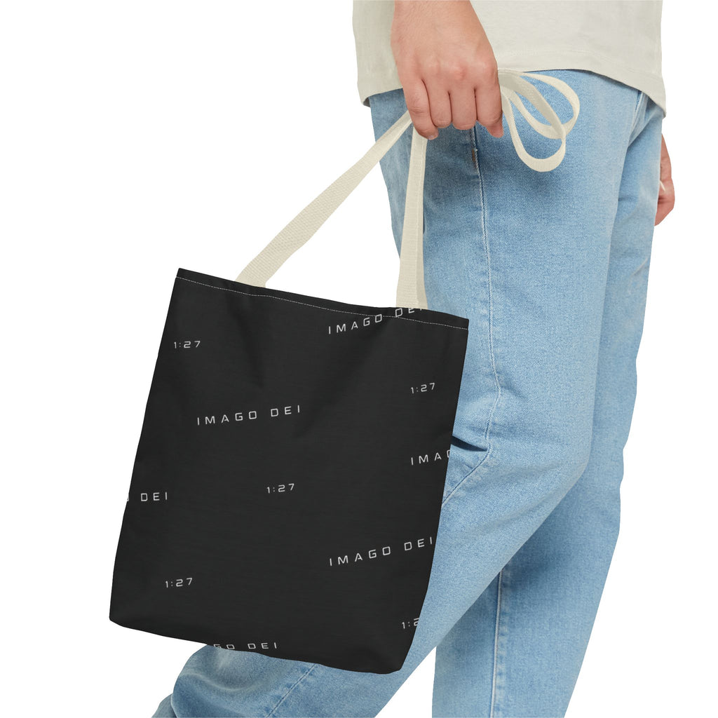 IMAGO DEI Black Tote Bag -Minimalist Faith-Inspired Canvas Carryall (Freedom Collection)