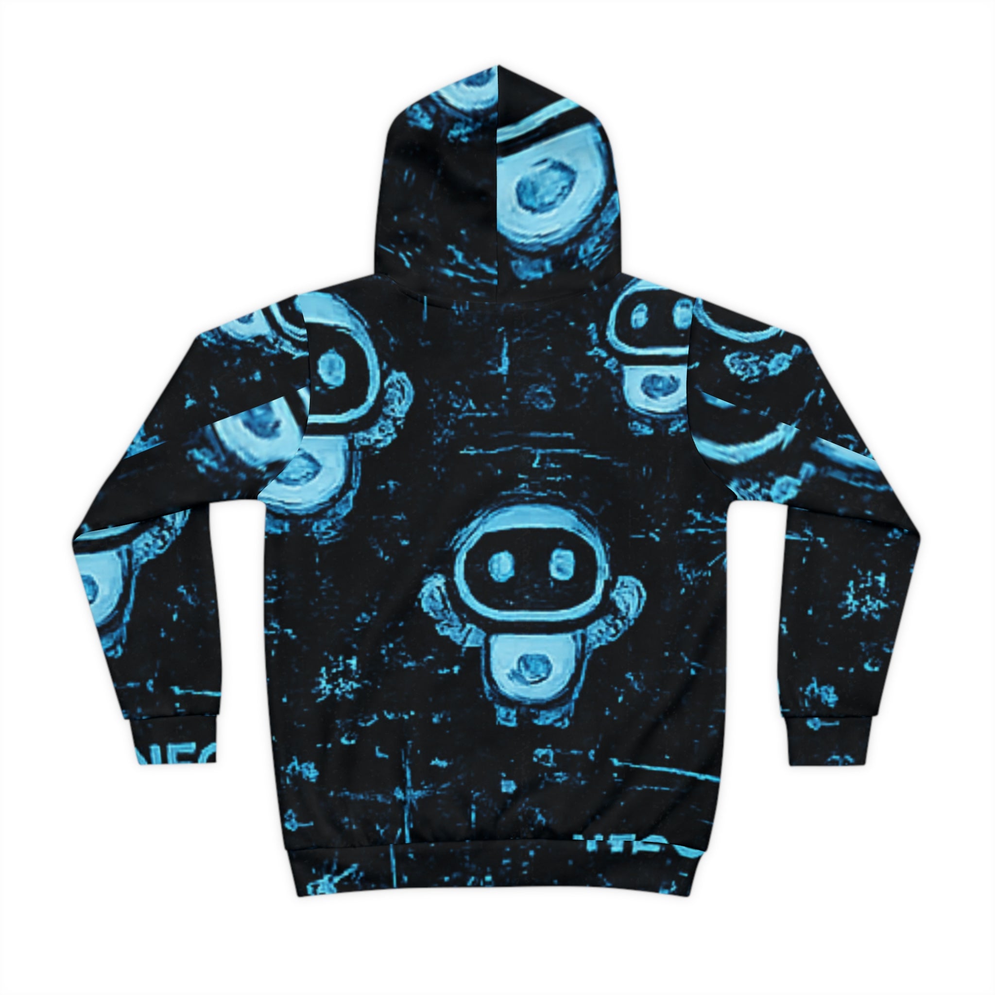 NEO Kids Hoodie — Blue Neon Robot All-Over Print Hoodie for Boys & Girls