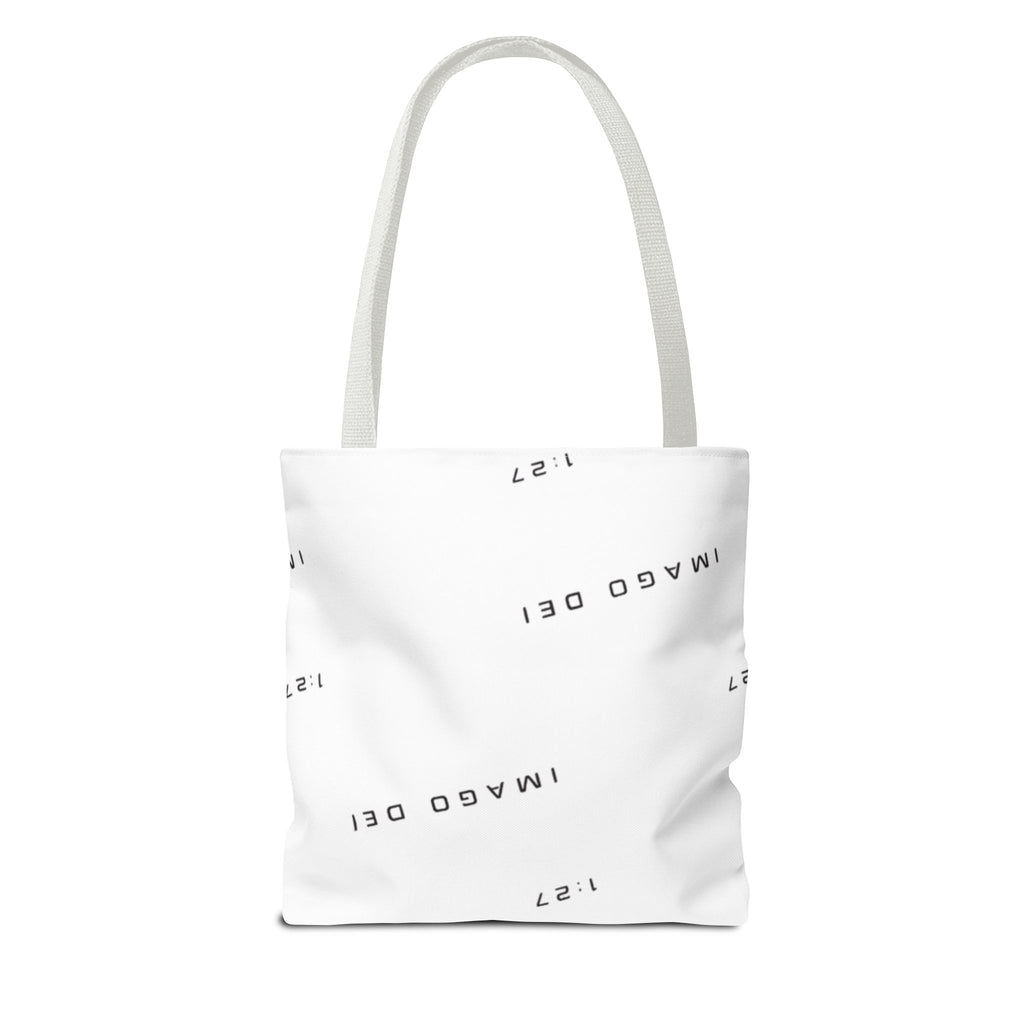 Imago Dei Accesories White Tote Bag — Minimalist Faith-Inspired Canvas Carryall