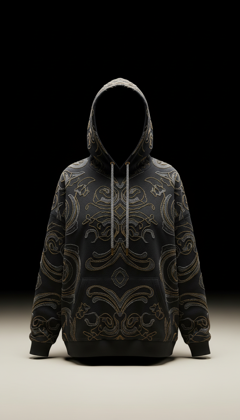 Oversized Embossed Hoodie, Heavyweight Cotton