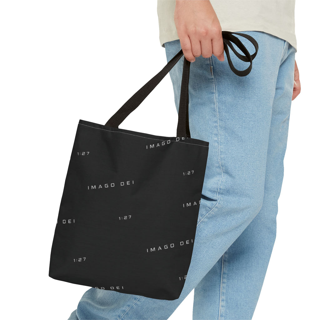 IMAGO DEI Black Tote Bag -Minimalist Faith-Inspired Canvas Carryall (Freedom Collection)