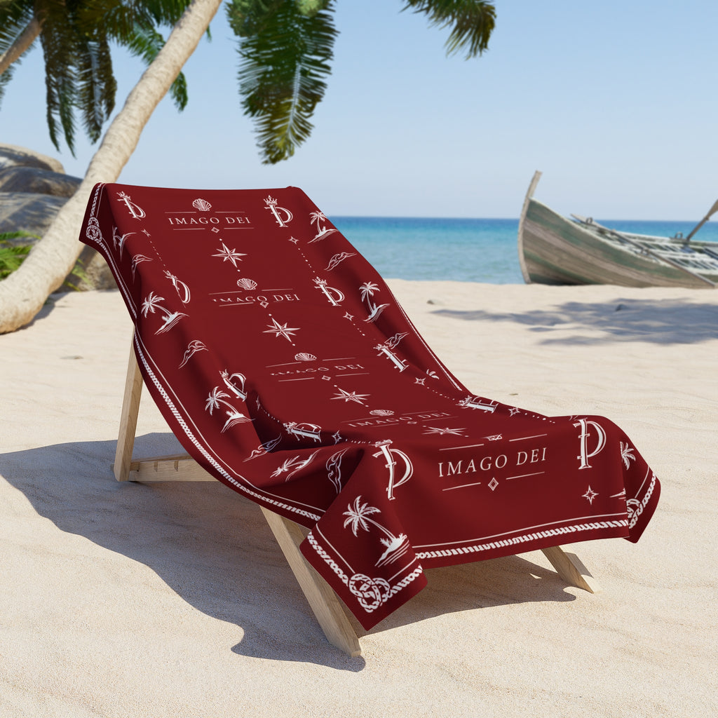 Maroon Imago Dei Bandana Beach Towel — Palm & Sail Pattern