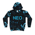 NEO Kids Hoodie — Blue Neon Robot All-Over Print Hoodie for Boys & Girls