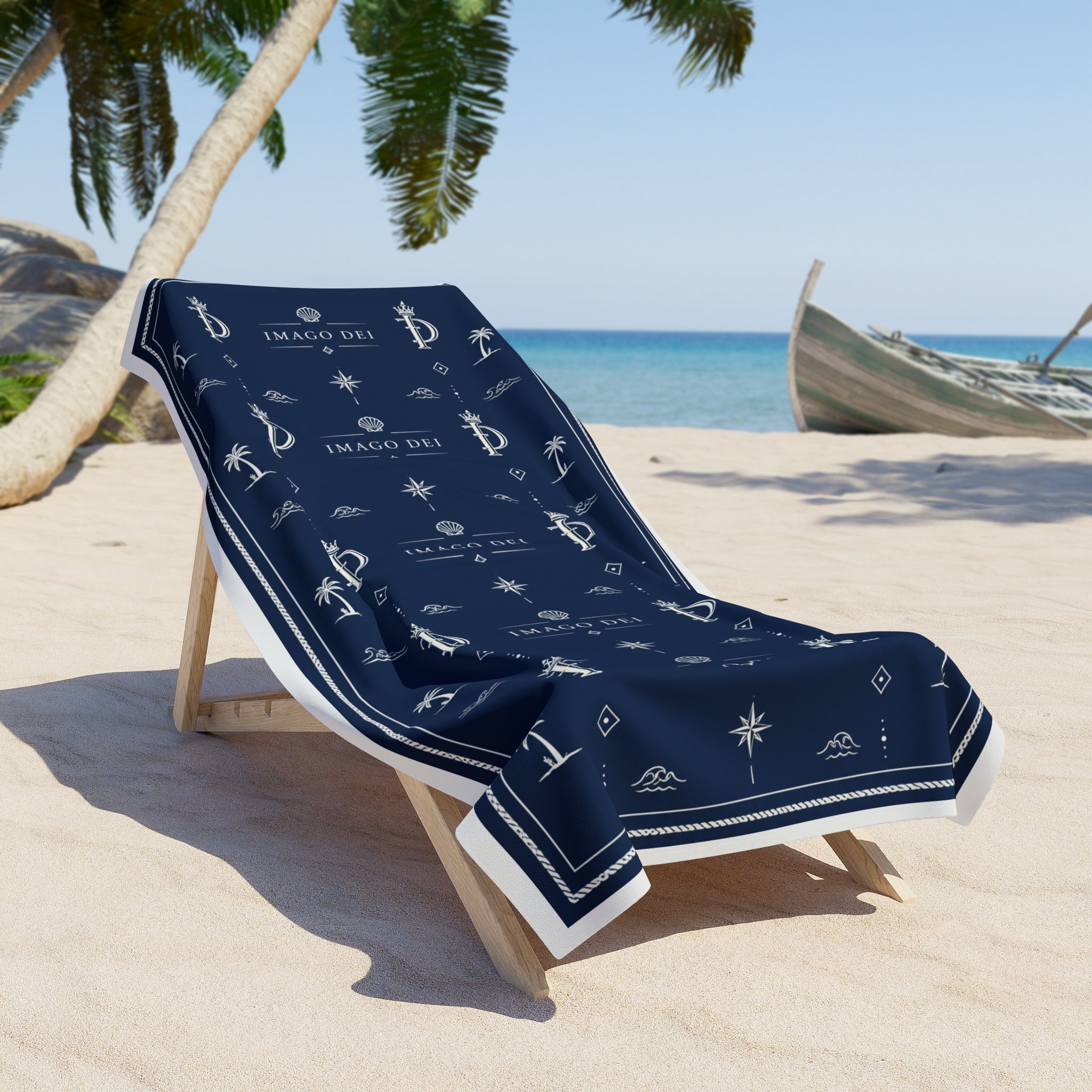 Imago Dei Anchor Pattern Beach Towel — (Blue) Coastal