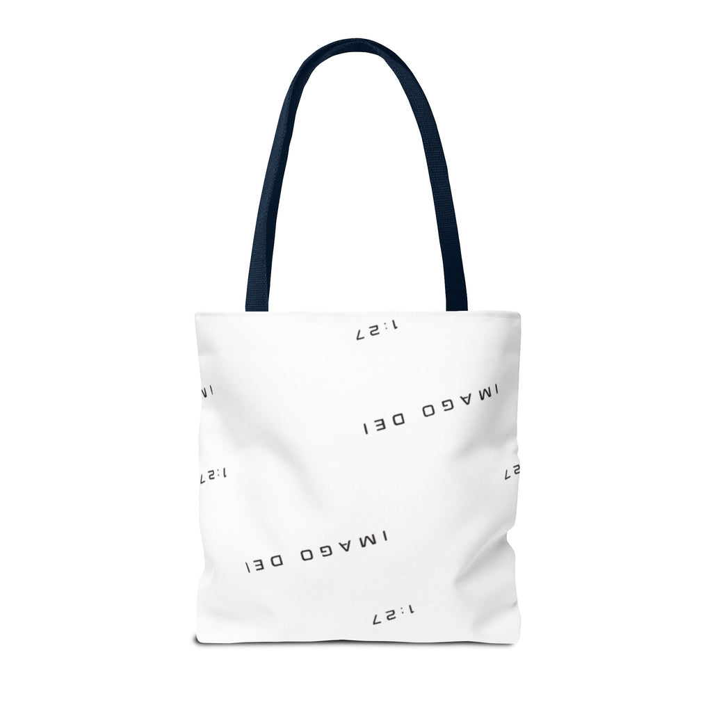 Imago Dei Accesories White Tote Bag — Minimalist Faith-Inspired Canvas Carryall