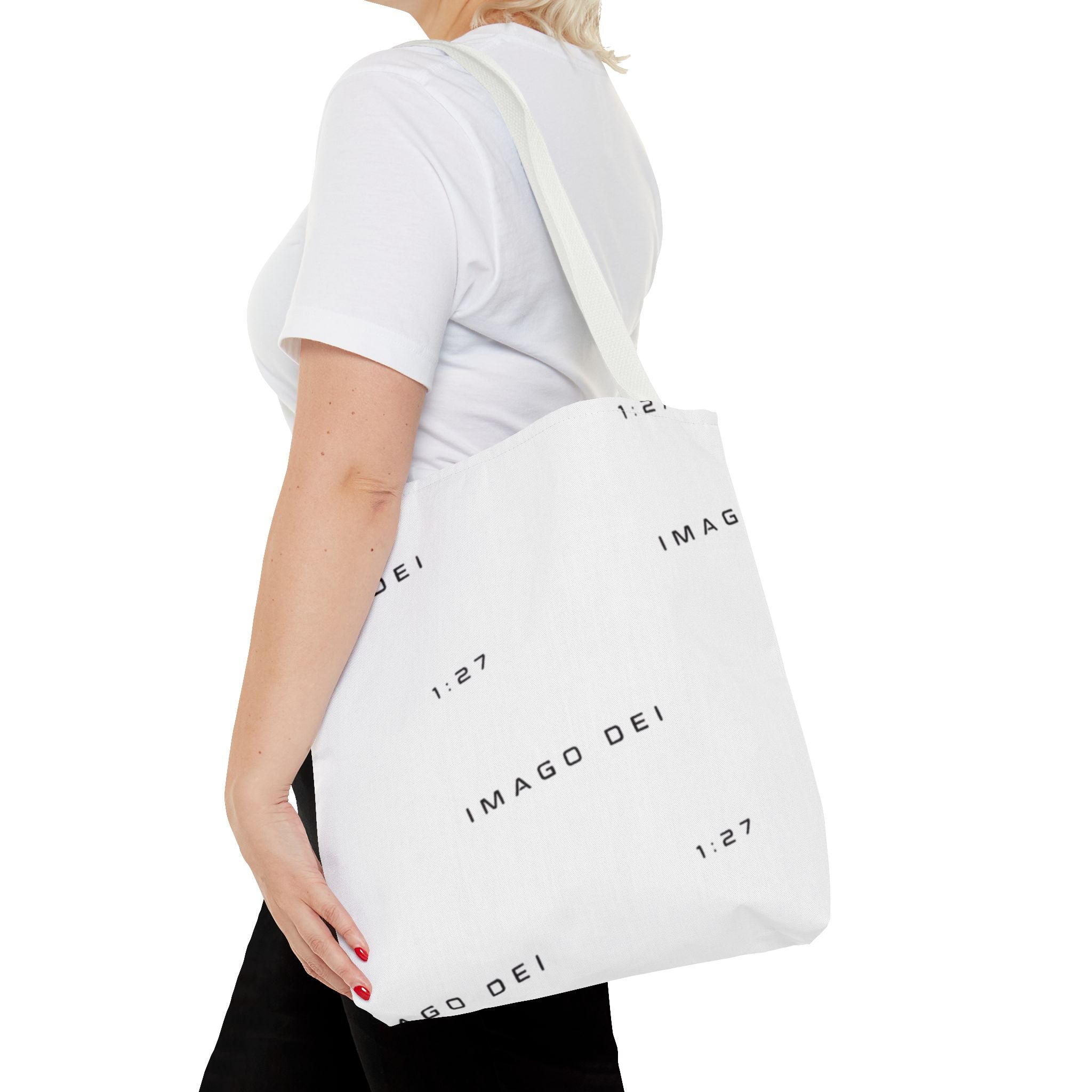Imago Dei Accesories White Tote Bag — Minimalist Faith-Inspired Canvas Carryall