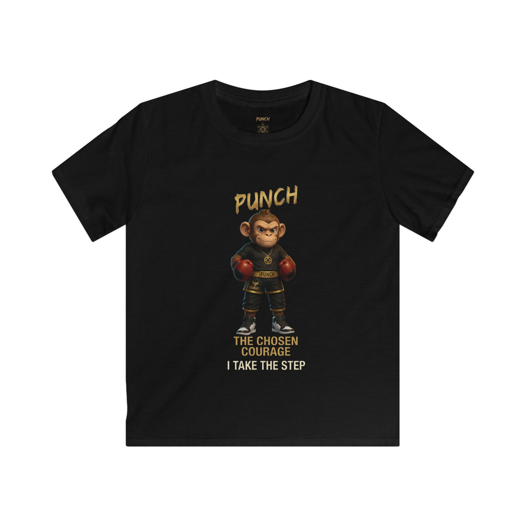 Kids Tee — 'Punch' Boxing Monkey Graphic, "The Chosen Courage" Motivational Shirt