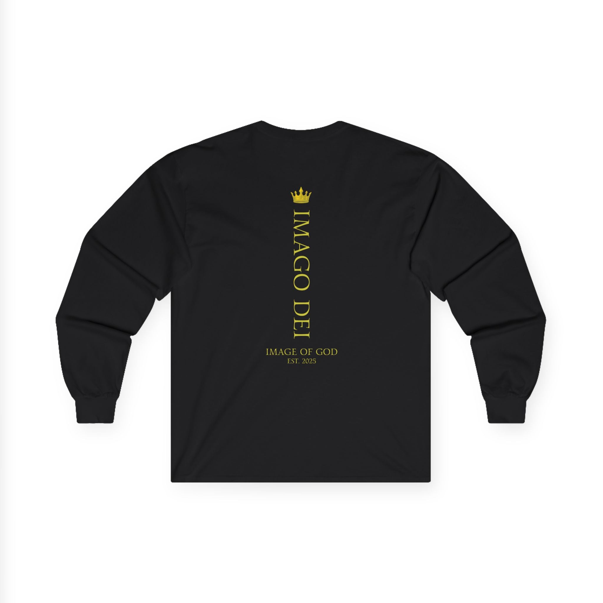 Long Sleeve Tee — Imago Dei Gold Crest Back "Image of God" print