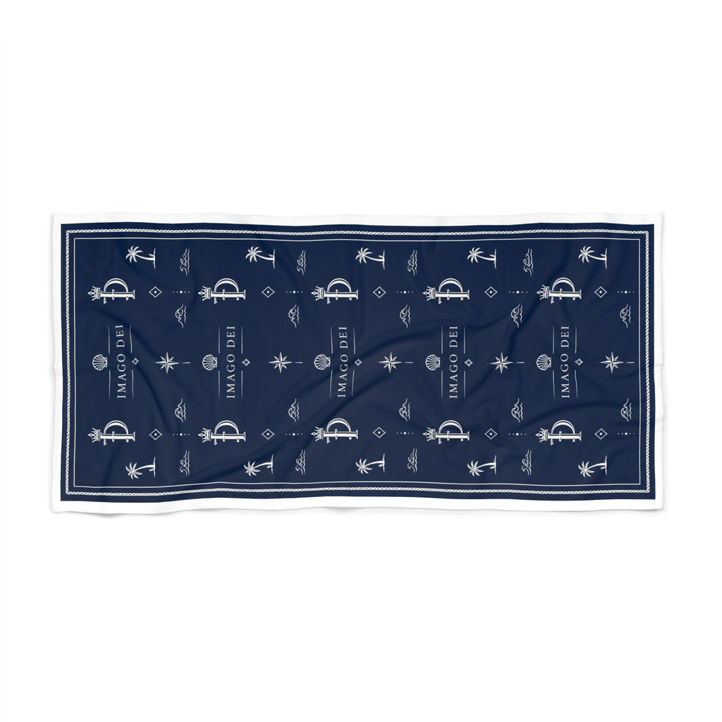 Imago Dei Anchor Pattern Beach Towel — (Blue) Coastal