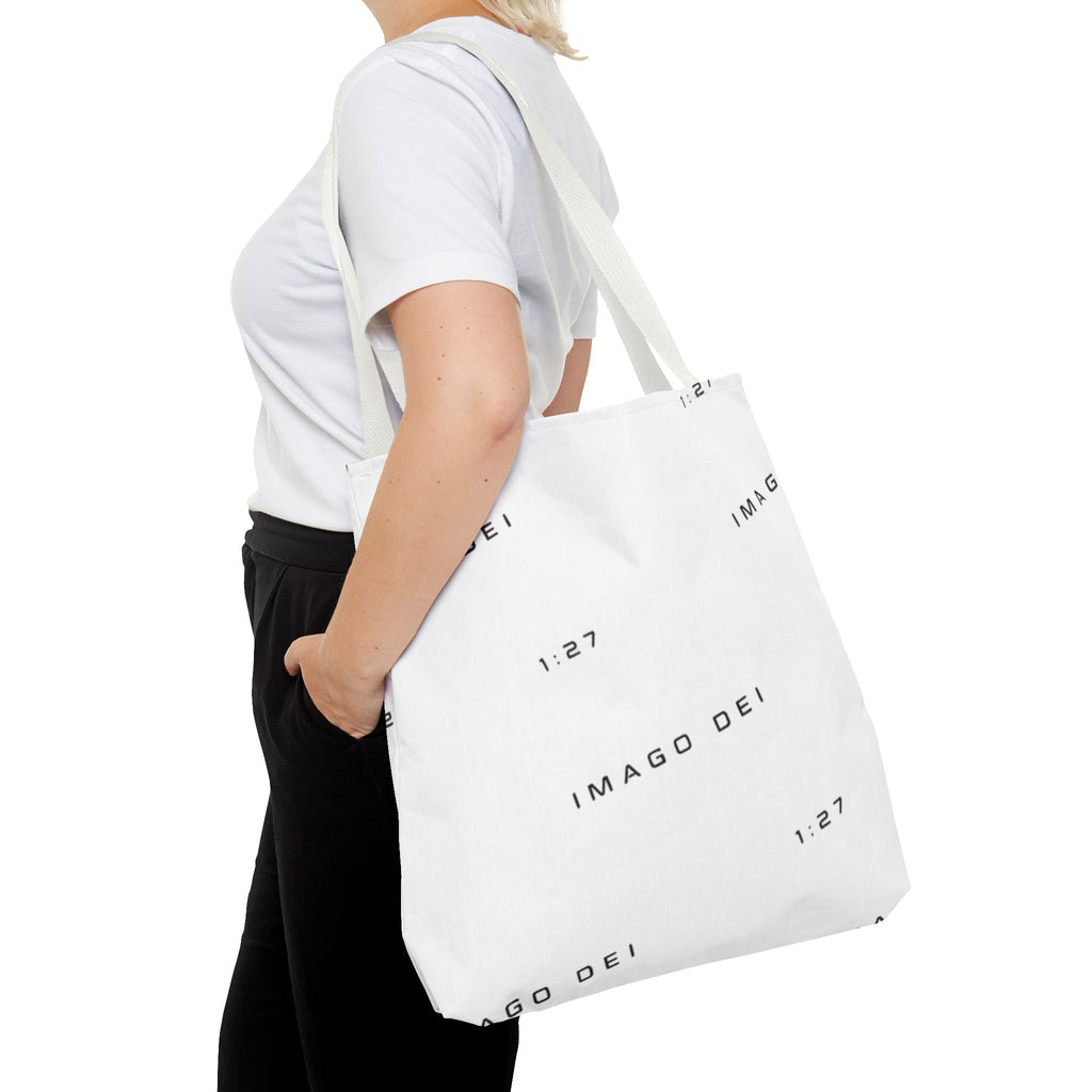 Imago Dei Accesories White Tote Bag — Minimalist Faith-Inspired Canvas Carryall