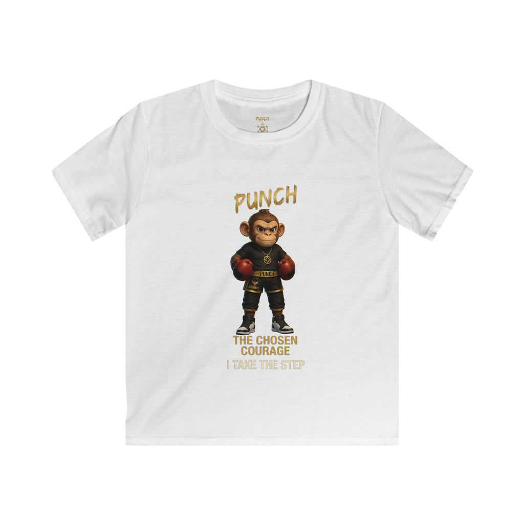 Kids Tee — 'Punch' Boxing Monkey Graphic, "The Chosen Courage" Motivational Shirt