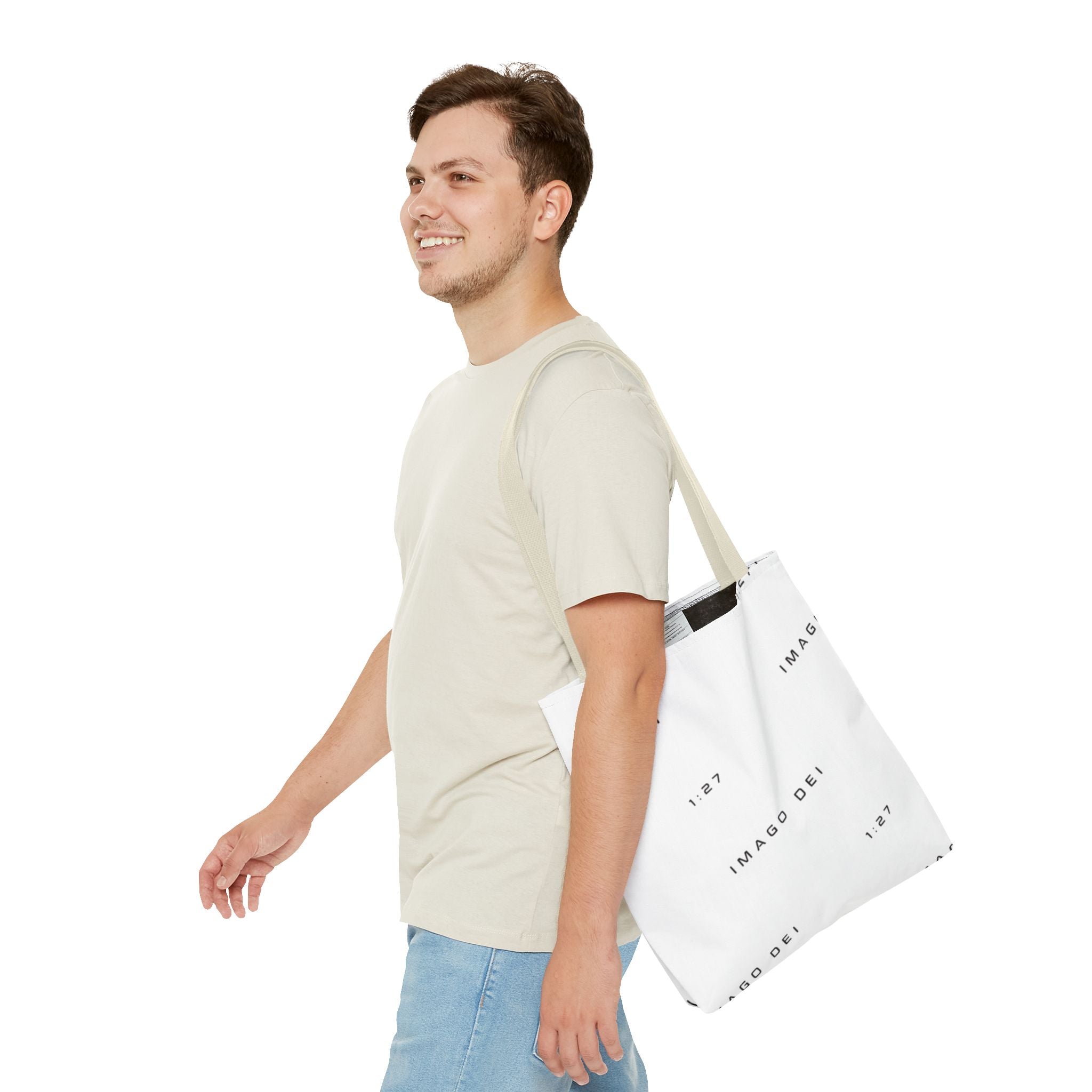 Imago Dei Accesories White Tote Bag — Minimalist Faith-Inspired Canvas Carryall