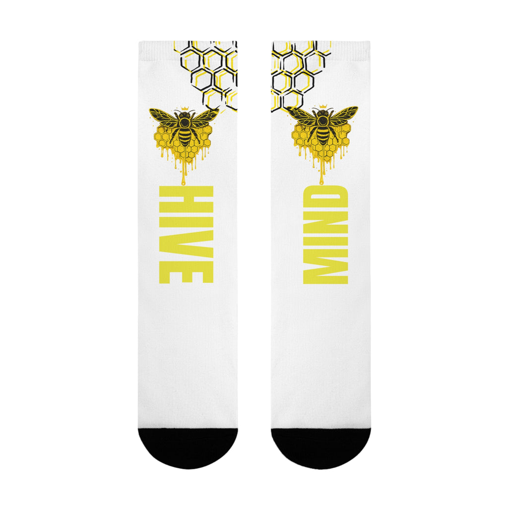 Genesis Code "Hive Mind" Sublimation Crew Socks — Bee & Honeycomb Graphic