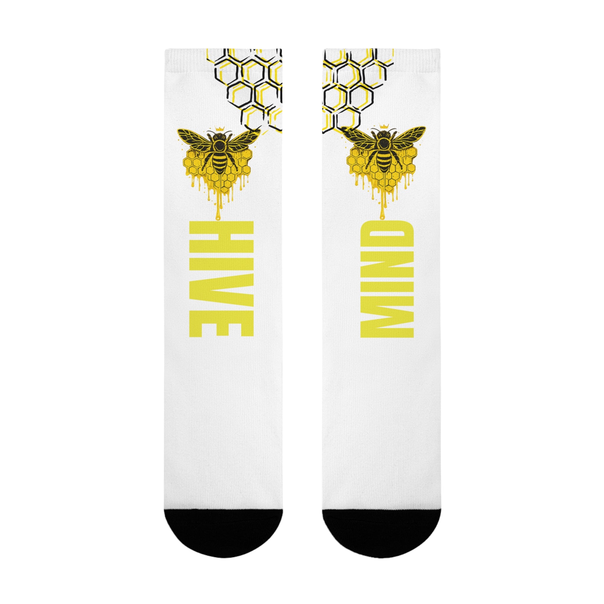 Genesis Code "Hive Mind" Sublimation Crew Socks — Bee & Honeycomb Graphic