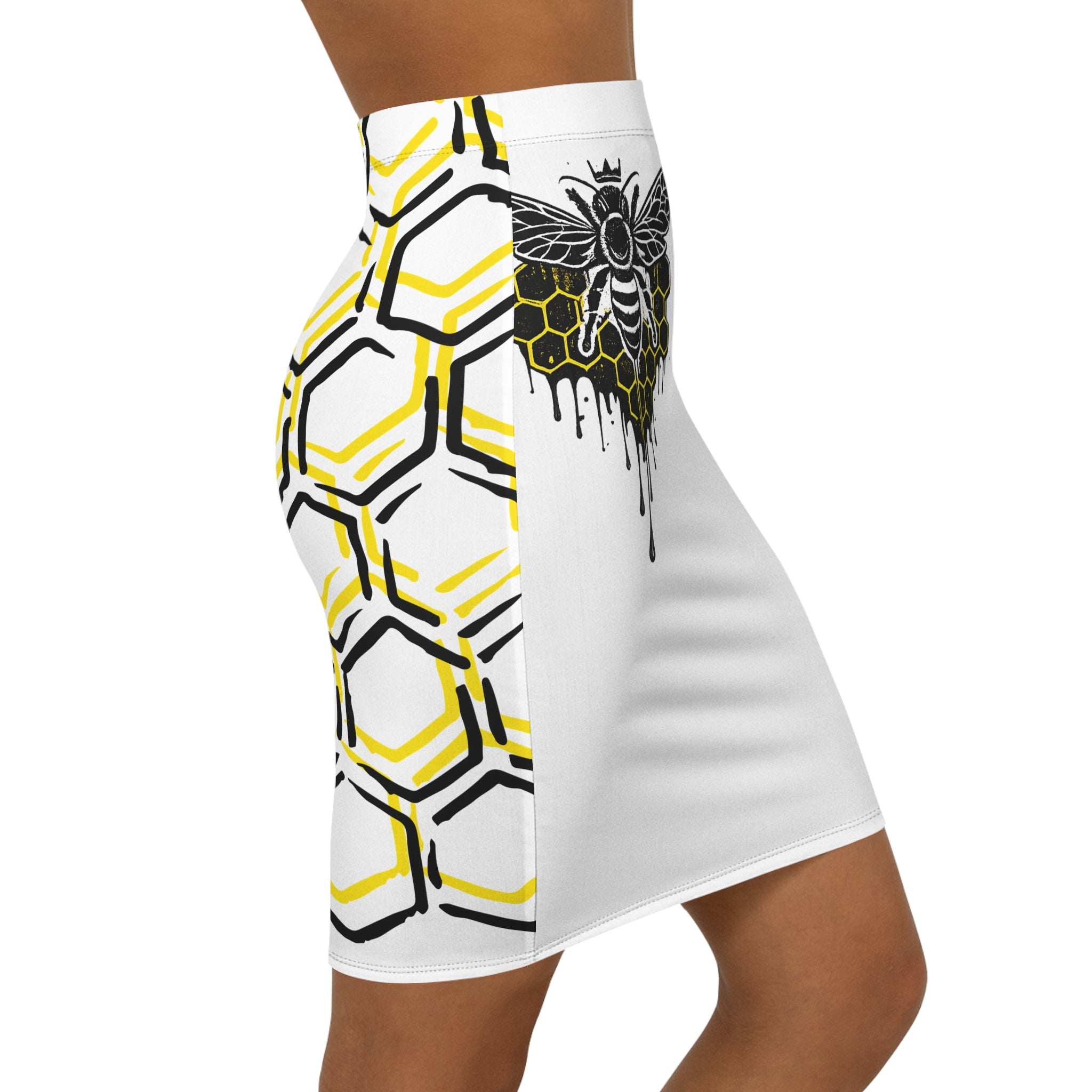 HIVE™ Pencil Skirt — Floral Drip Graphic Mid-Waist Skirt
