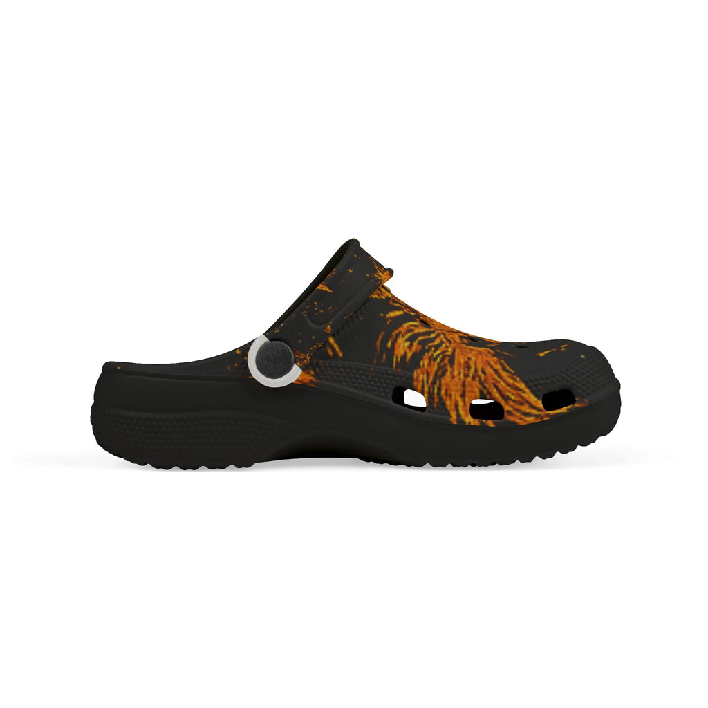 Kids Black & Orange Phoenix Flame 'We Rise' EVA Clogs