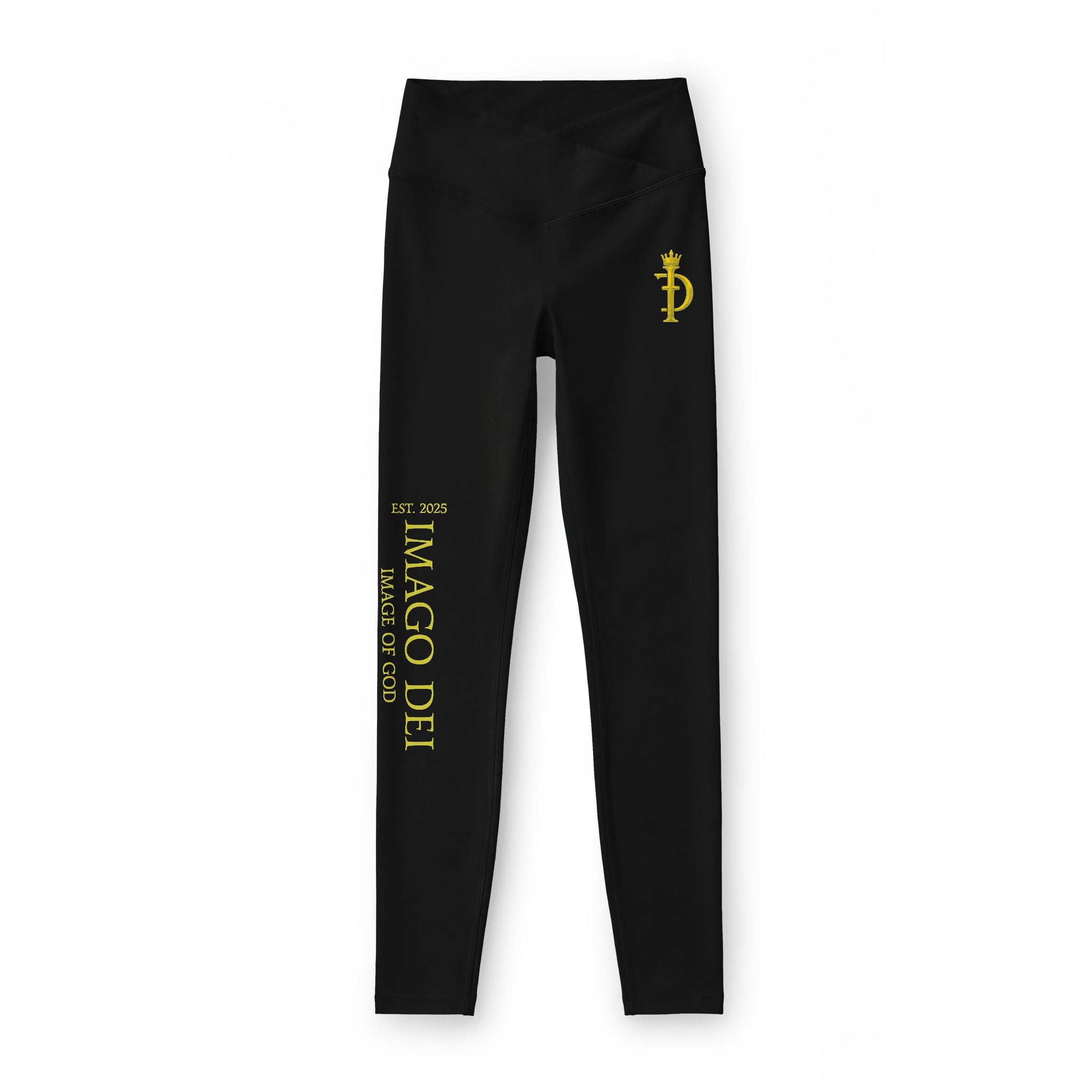 Imago Dei Elite Women’s Luxe Leggings — Black & Gold Faith-Inspired Yoga Tights