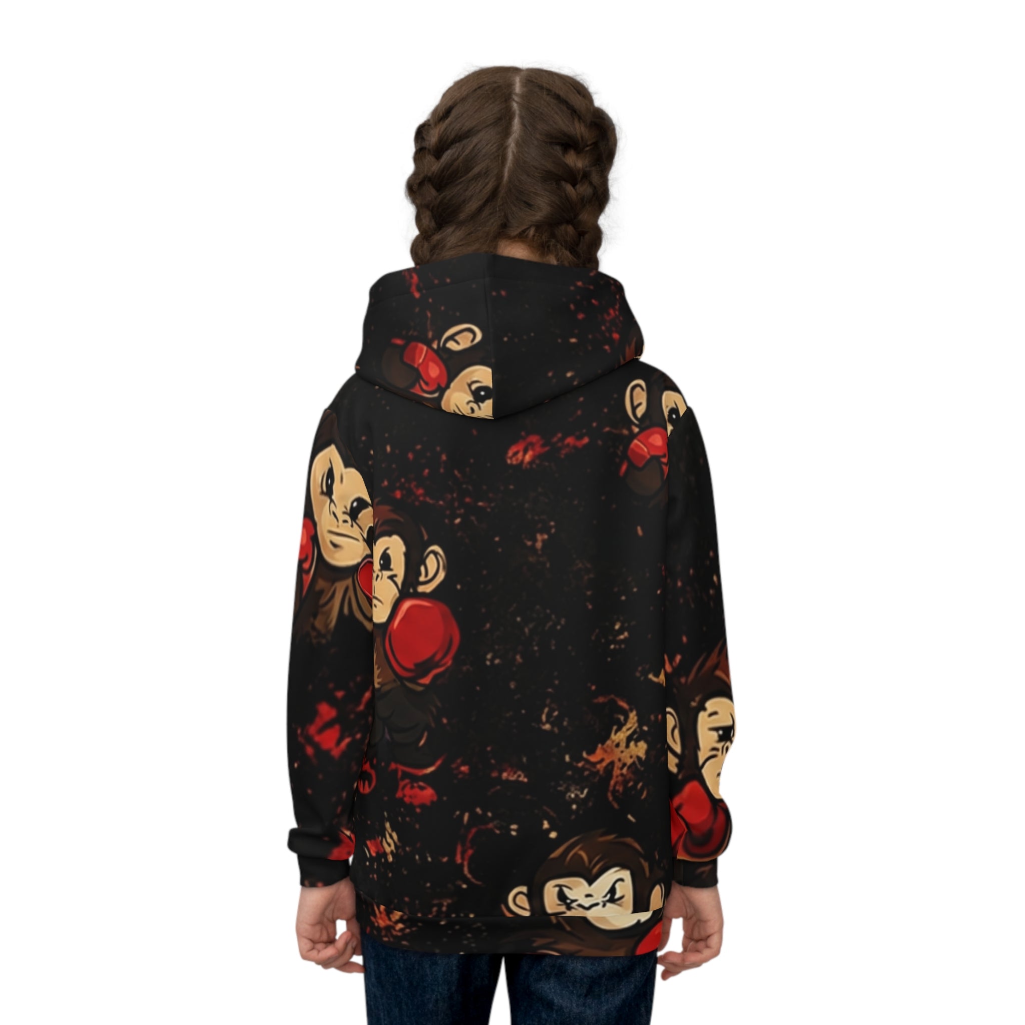 'Punch Monkey' Kids' Hoodie — 'Courage Over Fear' All-Over Print