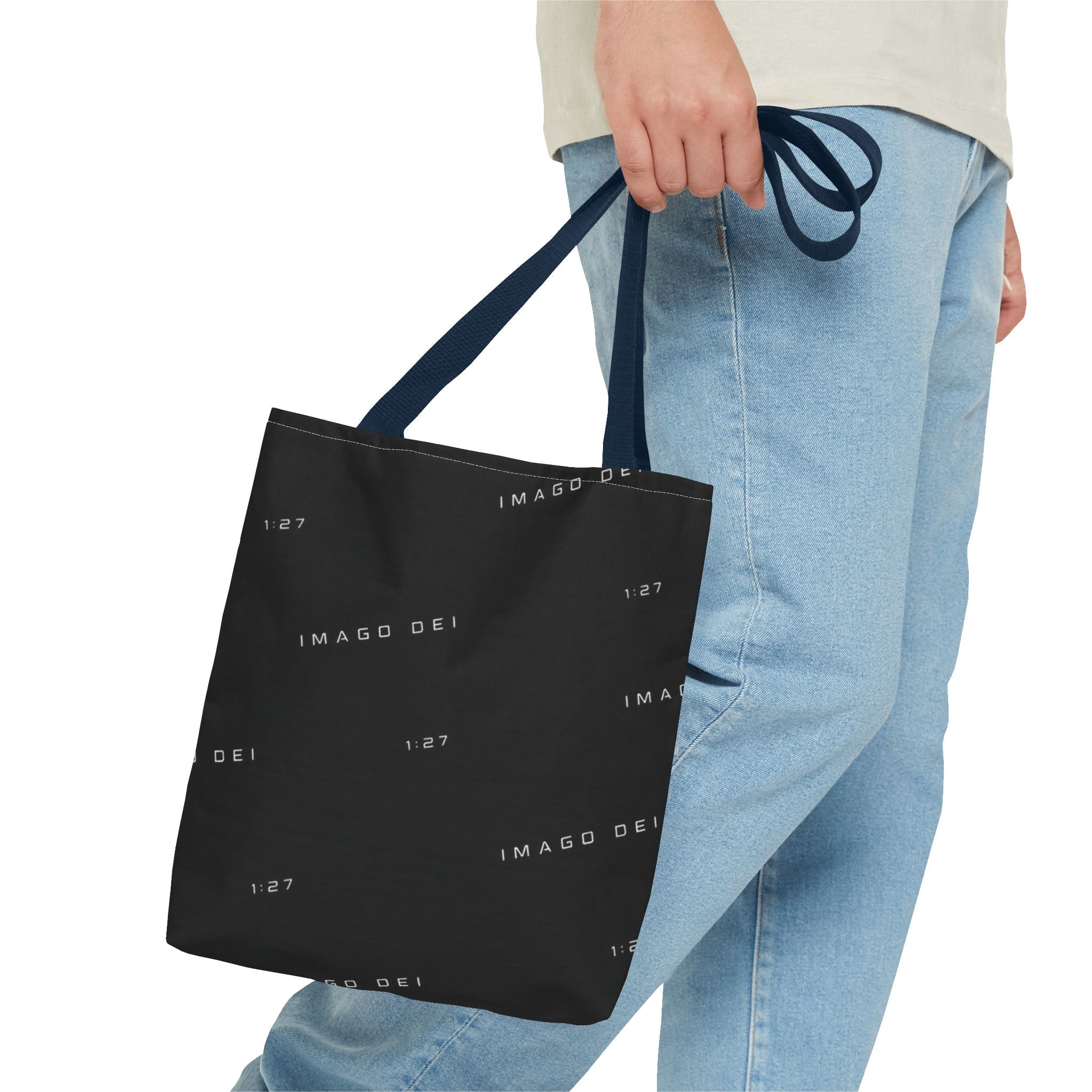 IMAGO DEI Black Tote Bag -Minimalist Faith-Inspired Canvas Carryall (Freedom Collection)