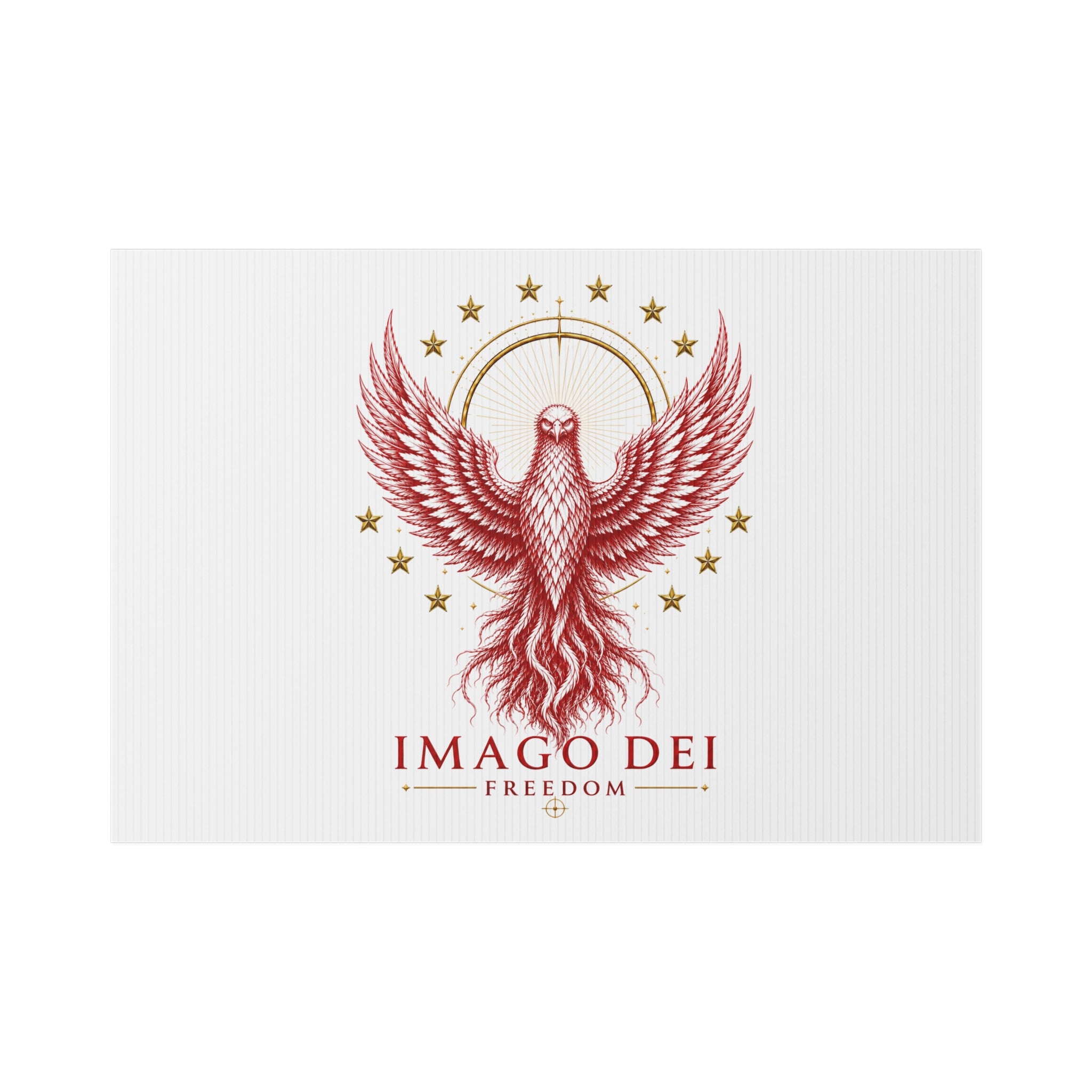 Imago Dei Freedom Lawn Sign — Red Phoenix Emblem Yard Decor