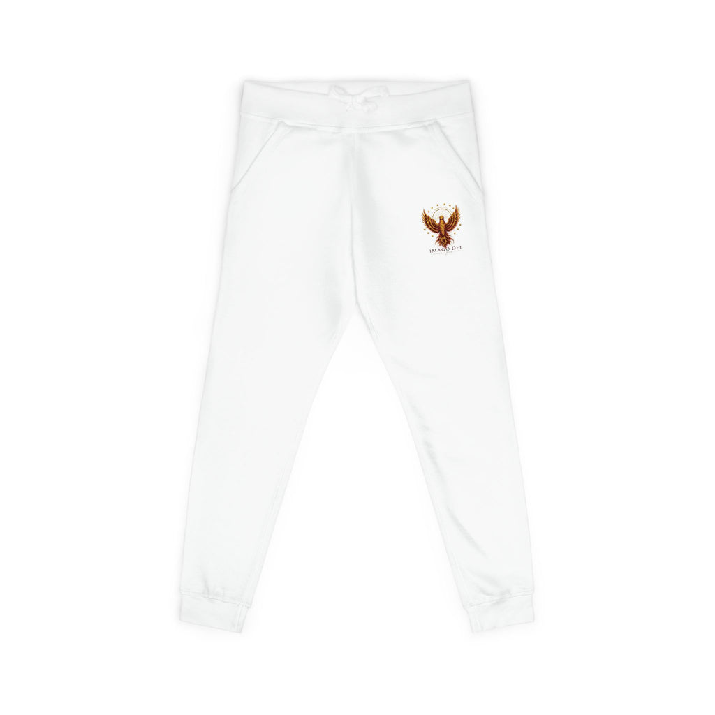 Embroidered IMAGO DEI Fleece Sweatpants — Cozy White (RED) Joggers (Freedom Collection)
