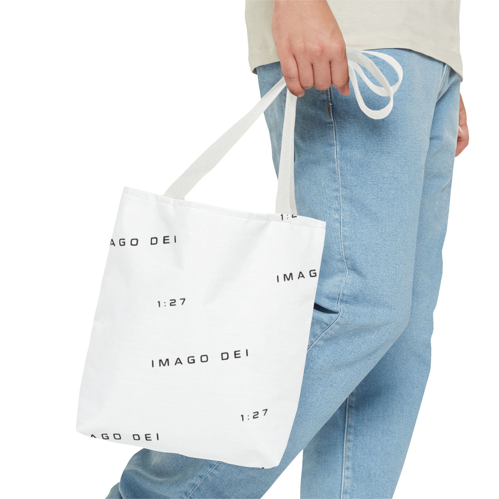 Imago Dei Accesories White Tote Bag — Minimalist Faith-Inspired Canvas Carryall
