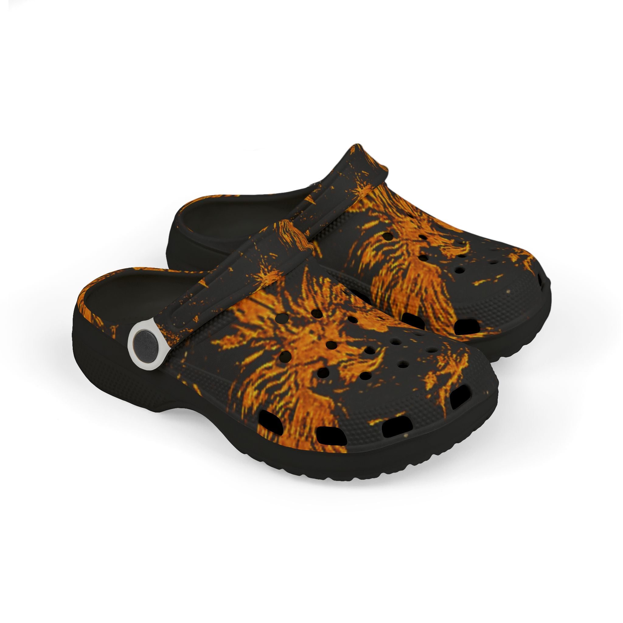 Kids Black & Orange Phoenix Flame 'We Rise' EVA Clogs