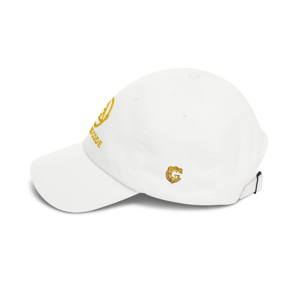White Dad Cap — Genesis Code (GOLD) Embroidered Logo Hat