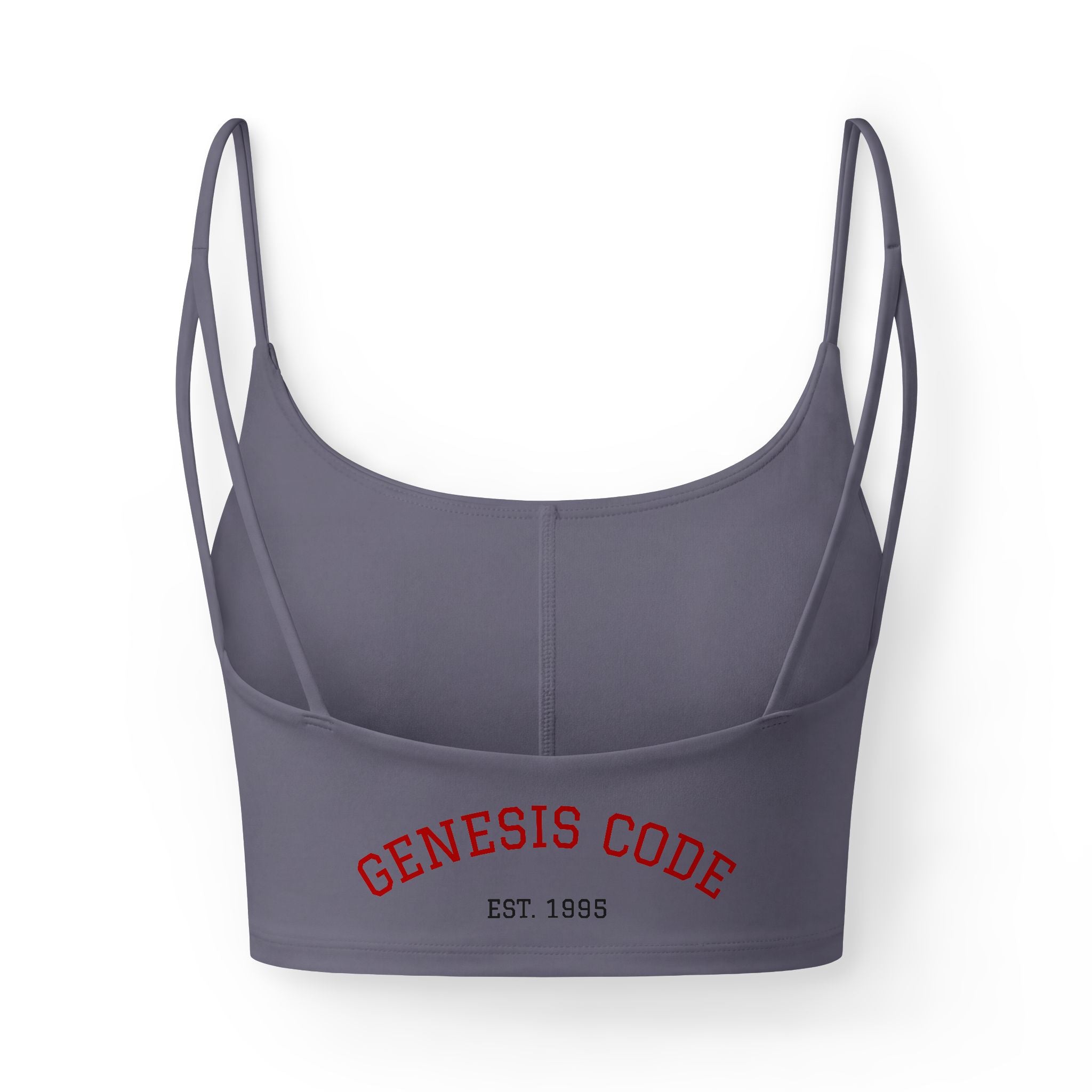 Luxe Women's Bra — Red Origin GENESIS CODE' Back Text
