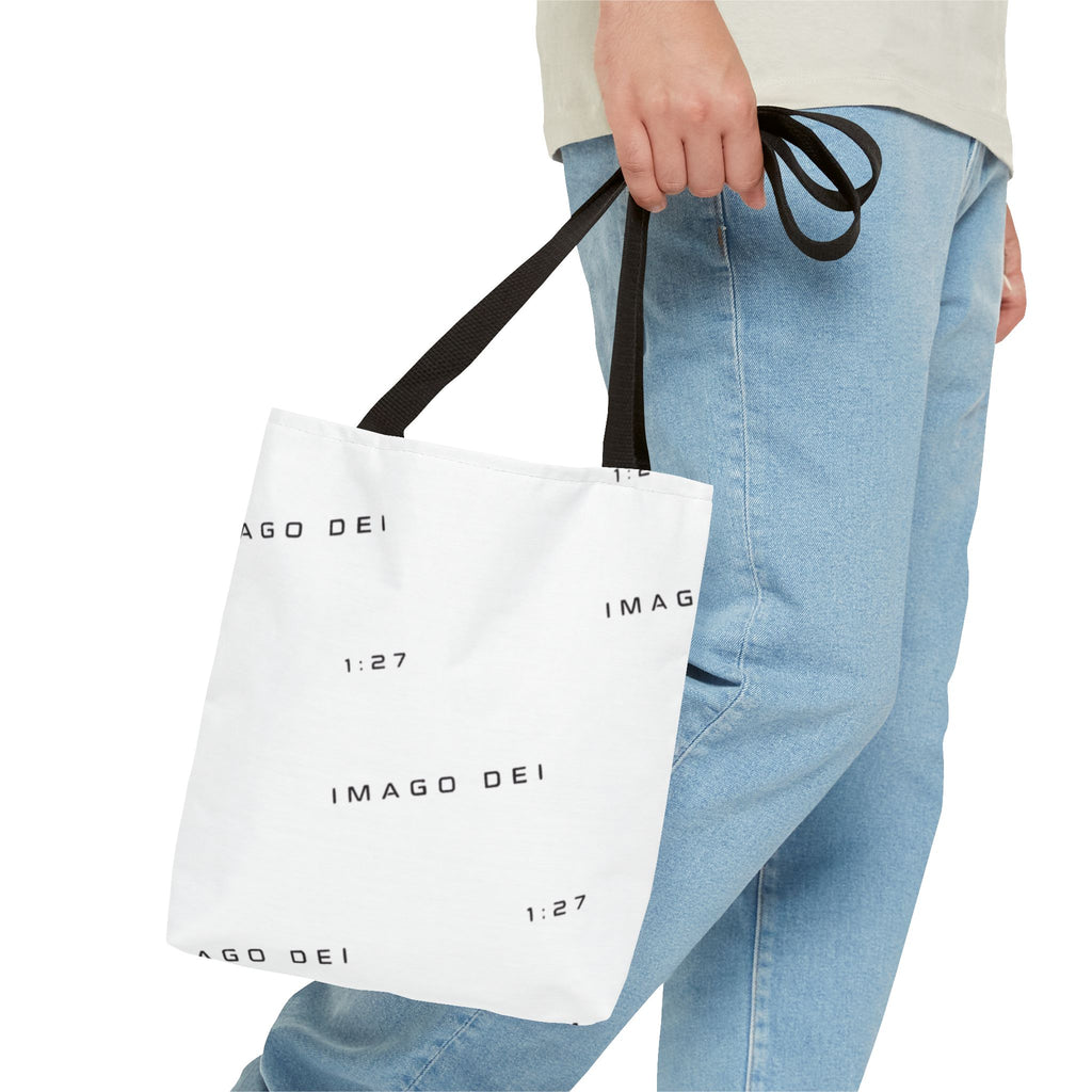 Imago Dei Accesories White Tote Bag — Minimalist Faith-Inspired Canvas Carryall