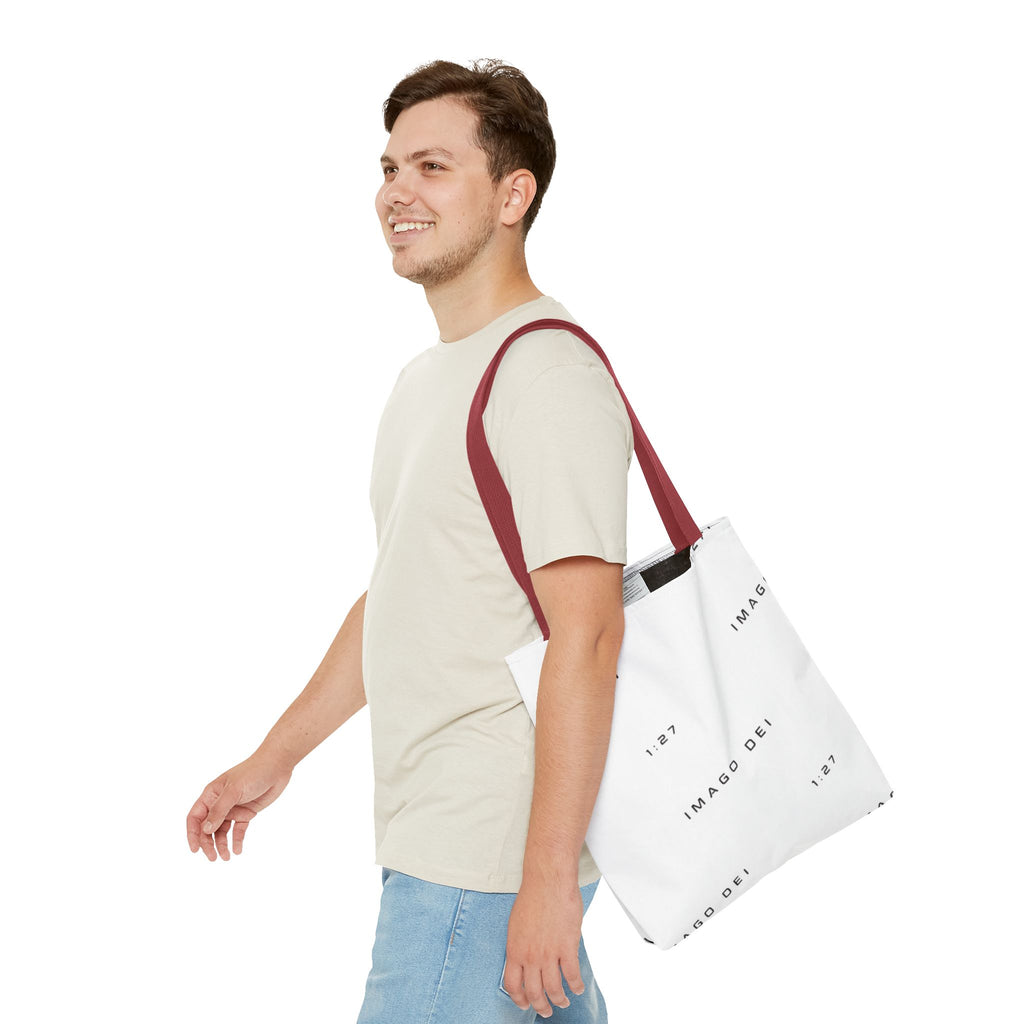 Imago Dei Accesories White Tote Bag — Minimalist Faith-Inspired Canvas Carryall